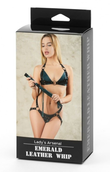 Изумрудная плеть Emerald Leather Whip с гладкой ручкой - 45 см. Изумрудная плеть Emerald Leather Whip с гладкой ручкой - 45 см.