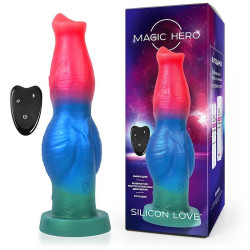 Цветной фантазийный вибратор с возвратно-поступательными движениями и ротацией - 26 см. Цветной фантазийный вибратор с возвратно-поступательными движениями и ротацией - 26 см.