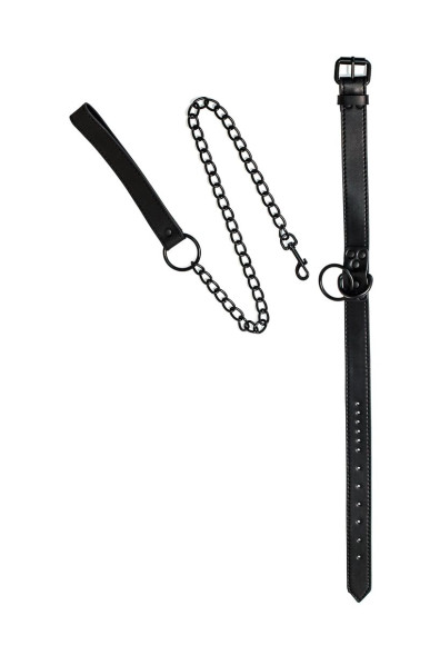 Черный ошейник Sin с поводком Черный ошейник Sin с поводком