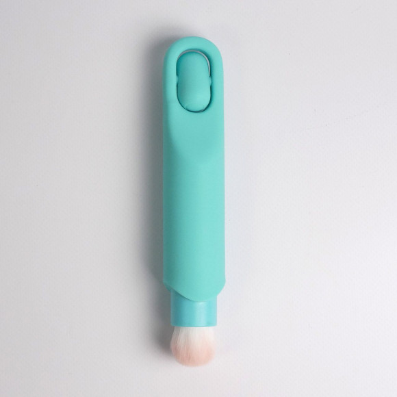 Бирюзовая многофункциональная вибропуля с щеточкой Бирюзовая многофункциональная вибропуля с щеточкой
