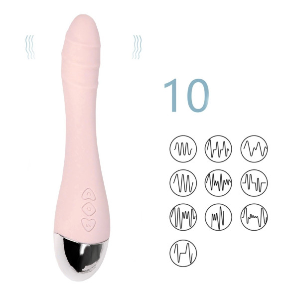 Нежно-розовый вибратор для стимуляции точки G - 22 см. Нежно-розовый вибратор для стимуляции точки G - 22 см.