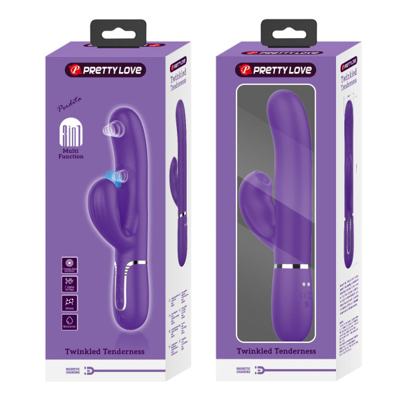 Фиолетовый вибратор-кролик с пульсацией Perdita - 22,8 см. Фиолетовый вибратор-кролик с пульсацией Perdita - 22,8 см.