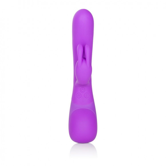 Фиолетовый вибромассажер Impress Rabbit со стимуляцией клитора - 18 см.