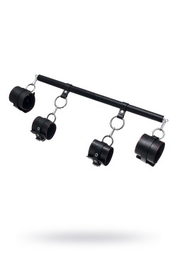 Черная распорка с 4 манжетами для рук и ног Черная распорка с 4 манжетами для рук и ног