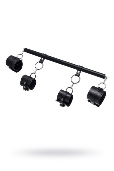 Черная распорка с 4 манжетами для рук и ног Черная распорка с 4 манжетами для рук и ног