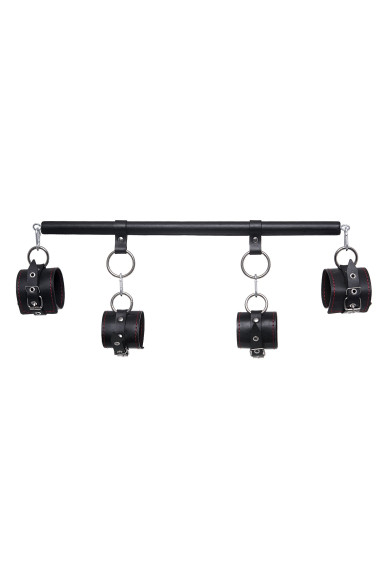 Черная распорка с 4 манжетами для рук и ног Черная распорка с 4 манжетами для рук и ног