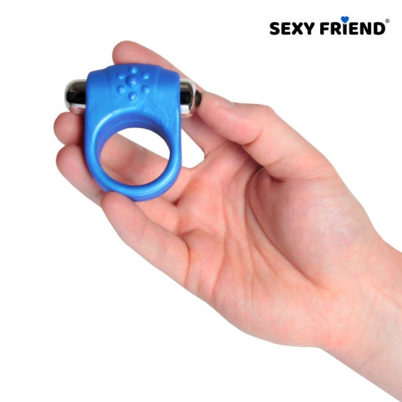 Синее эрекционное кольцо с виброэлементом Синее эрекционное кольцо с виброэлементом