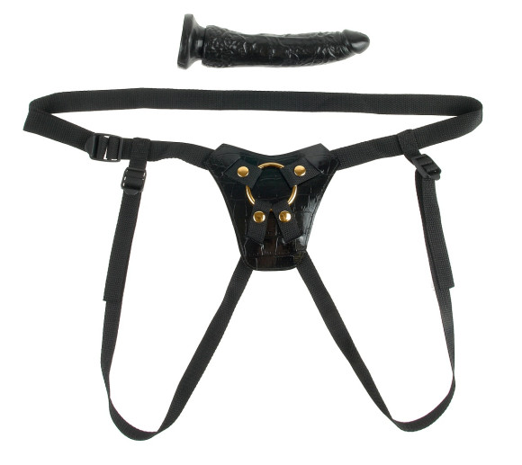 Чёрный с золотом женский страпон Designer Strap-On Чёрный с золотом женский страпон Designer Strap-On