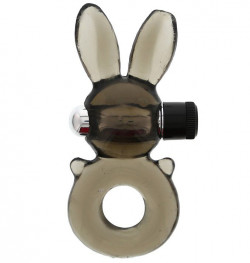 Дымчатое эрекционное кольцо-заяц с вибрацией 
