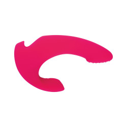 Розовый изогнутый вибратор со стимуляцией клитора - 11,1 см. Розовый изогнутый вибратор со стимуляцией клитора - 11,1 см.