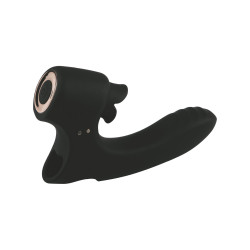 Черный вибромассажёр с клиторальной стимуляцией - 13,2 см. Черный вибромассажёр с клиторальной стимуляцией - 13,2 см.