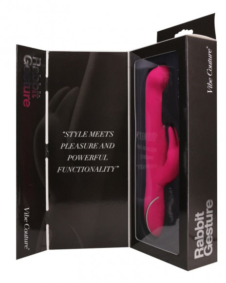 Розовый вибратор со стимулятором клитора - 22 см.