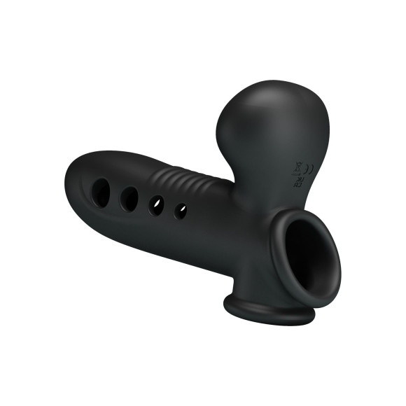 Черная насадка на пенис с эффектом расширения Crane - 18,4 см. Черная насадка на пенис с эффектом расширения Crane - 18,4 см.