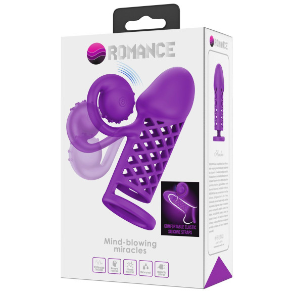 Фиолетовая вибронасадка с клиторальным отростком Harden