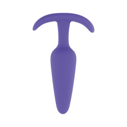 Фиолетовая анальная пробка с ограничителем - 12,5 см. Фиолетовая анальная пробка с ограничителем - 12,5 см.