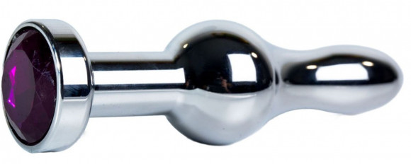 Серебристая каплевидная анальная пробка с фиолетовым кристаллом - 10,5 см. Серебристая каплевидная анальная пробка с фиолетовым кристаллом - 10,5 см.