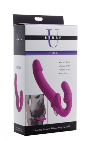 Ярко-розовый безремневой вибрострапон Evoke Vibrating Strapless Silicone Strap-on Dildo Ярко-розовый безремневой вибрострапон Evoke Vibrating Strapless Silicone Strap-on Dildo