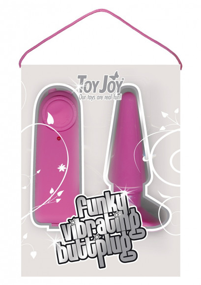 Пурпурная анальная пробка Funky Vibrating с вибрацией - 10,5 см.