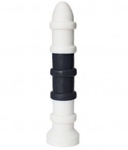Бело-чёрный анальный жезл с крупными рёбрышками по всей длине - 35 см. Бело-чёрный анальный жезл с крупными рёбрышками по всей длине - 35 см.