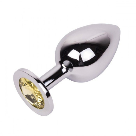 Большой стальной плаг с желтым кристаллом Sweet Lemon - 9,5 см. Большой стальной плаг с желтым кристаллом Sweet Lemon - 9,5 см.