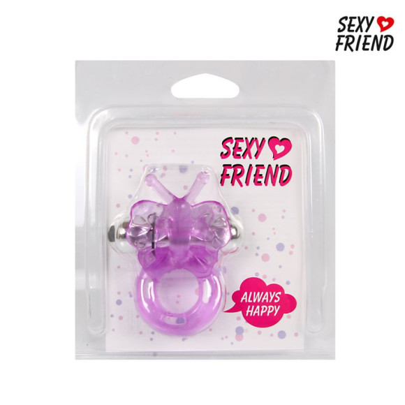 Фиолетовое эрекционное виброкольцо-бабочка Фиолетовое эрекционное виброкольцо-бабочка