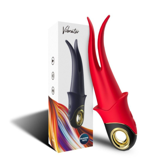 Красный стимулятор эрогенных зон с раздвоенным концом - 23,5 см. Красный стимулятор эрогенных зон с раздвоенным концом - 23,5 см.