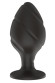Черная средняя силиконовая анальная пробка с ложбинками по диагонали Черная средняя силиконовая анальная пробка с ложбинками по диагонали