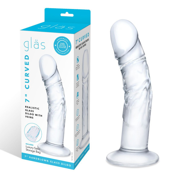 Стеклянный фаллоимитатор из стекла 7’’ Curved Realistic Glass Dildo With Veins - 15,9 см. Стеклянный фаллоимитатор из стекла 7’’ Curved Realistic Glass Dildo With Veins - 15,9 см.