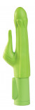 Зеленый водонепроницаемый вибратор Sage с клиторальным отростком - 18,5 см.