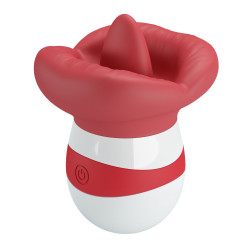 Красно-белый клиторальный стимулятор в форме рта Mina Красно-белый клиторальный стимулятор в форме рта Mina