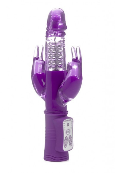 Фиолетовый вибратор Multiply с двумя отростками - 23,5 см.