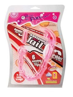 Розовое эрекционное кольцо с анальной цепочкой для него и виброзайцем для неё RAVISHING BUTT TAIL