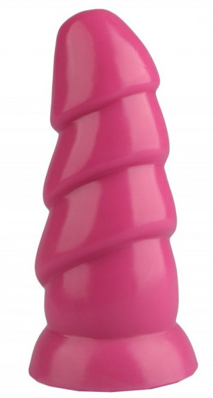 Розовая рельефная анальная втулка - 18,5 см.
