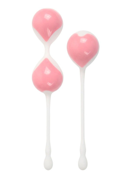 Набор розово-белых вагинальных шариков: двойные и одинарный Набор розово-белых вагинальных шариков: двойные и одинарный