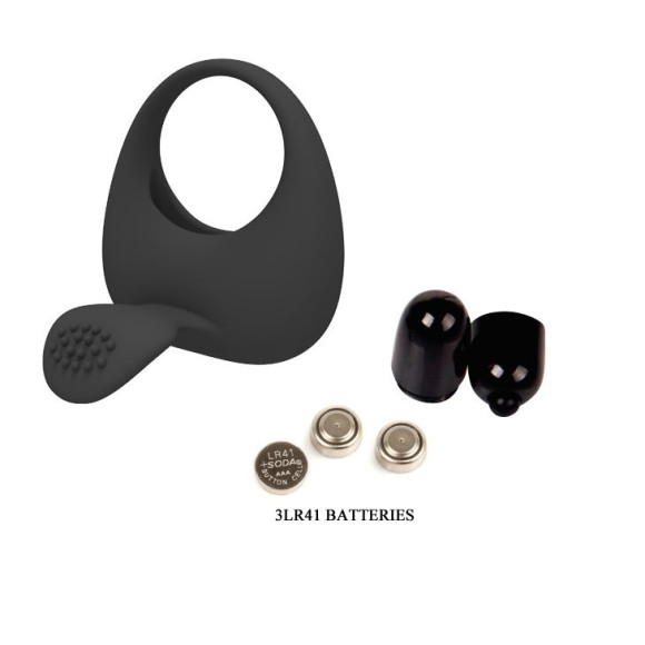 Чёрное эрекционное кольцо с вибрацией и клиторальным язычком Чёрное эрекционное кольцо с вибрацией и клиторальным язычком