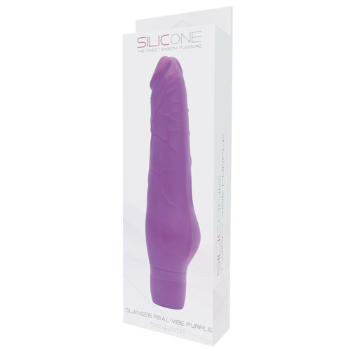 Фиолетовый вибратор-реалистик GLANSEE REAL VIBE SILICONE - 19,5 см.