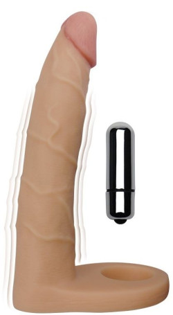 Телесная насадка-вибратор для двойного проникновения - 17 см. Телесная насадка-вибратор для двойного проникновения - 17 см.