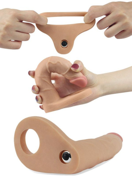 Телесная насадка-вибратор для двойного проникновения - 17 см. Телесная насадка-вибратор для двойного проникновения - 17 см.