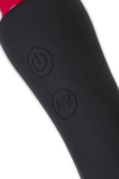 Черно-красный двусторонний вибромассажер Black&Red - 21 см. Черно-красный двусторонний вибромассажер Black&Red - 21 см.