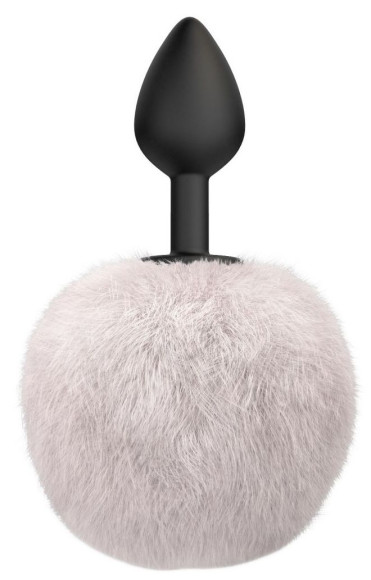 Черная анальная пробка с белым пушистым хвостиком Fluffy Черная анальная пробка с белым пушистым хвостиком Fluffy