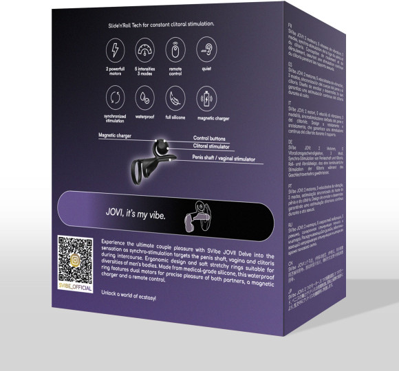 Черная насадка на пенис SVibe Jovi с пультом ДУ Черная насадка на пенис SVibe Jovi с пультом ДУ