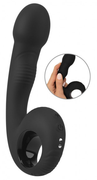 Черный силиконовый вибратор G & P-Spot Vibrator - 16,8 см.