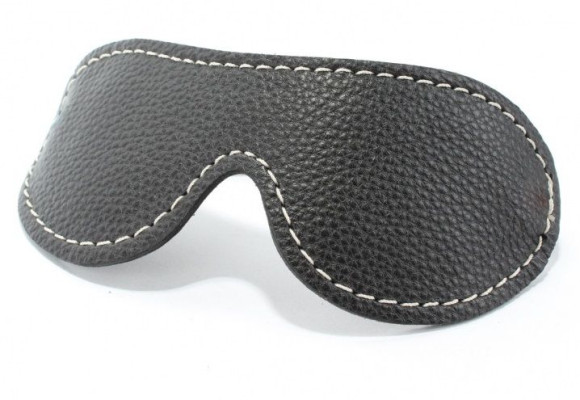 Черная кожаная маска на глаза с контрастной строчкой Черная кожаная маска на глаза с контрастной строчкой