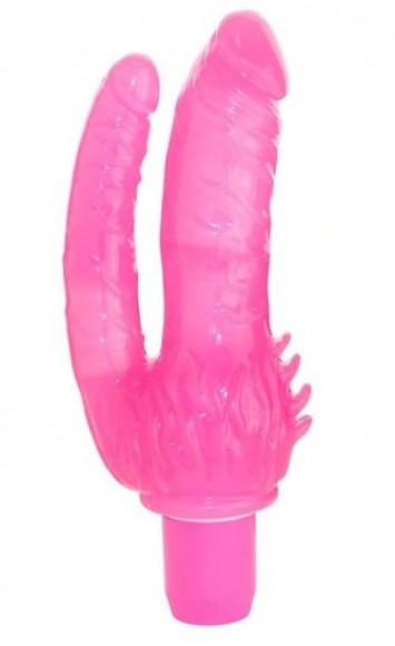 Розовый анально-вагинальный вибратор Penetrator Double Dong - 20 см.