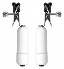 Белые клипсы на соски с вибрацией  