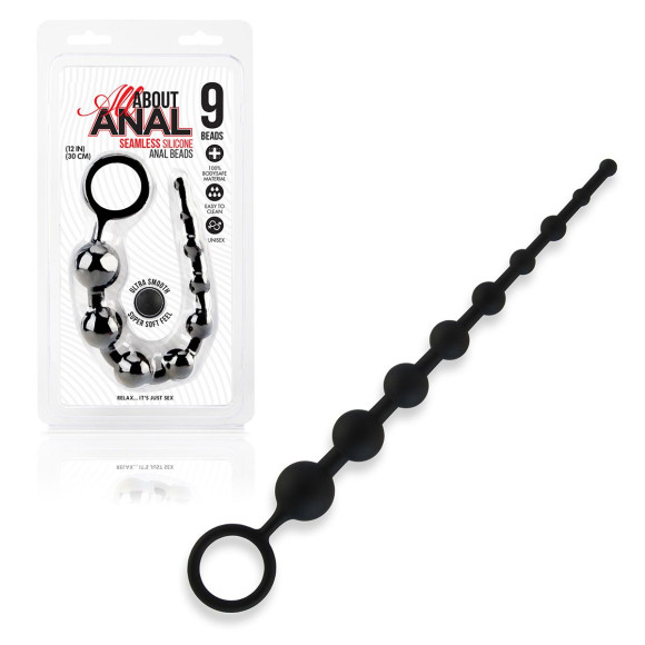 Черные силиконовые анальные бусы Silicone Anal Beads - 30 см. Черные силиконовые анальные бусы Silicone Anal Beads - 30 см.