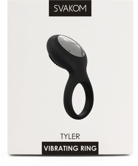 Чёрное перезаряжаемое эрекционное виброкольцо Tyler Чёрное перезаряжаемое эрекционное виброкольцо Tyler