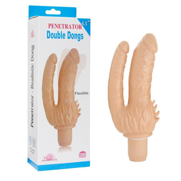 Телесный анально-вагинальный вибратор Penetrator Double Dong - 20 см.