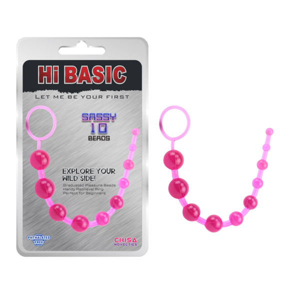 Розовая анальная цепочка с колечком Sassy Anal Beads - 26,7 см. Розовая анальная цепочка с колечком Sassy Anal Beads - 26,7 см.