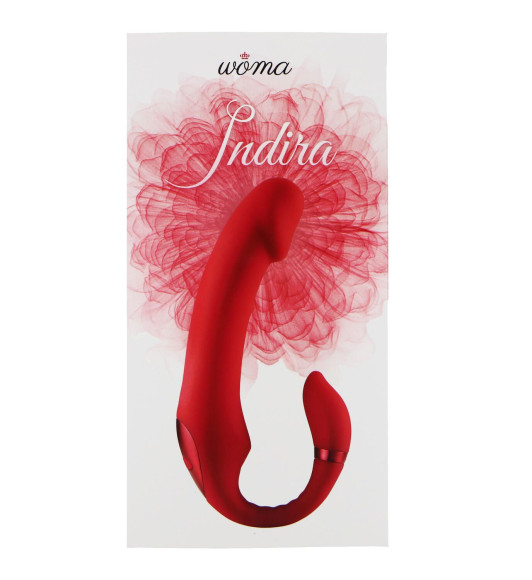 Красный вибратор Indira c гибким стимулятором клитора и нагревом - 18 см. Красный вибратор Indira c гибким стимулятором клитора и нагревом - 18 см.